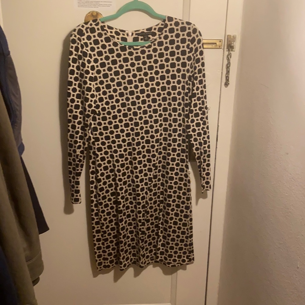 Black and white silk/cotton stretch dress vintage Banana Republic